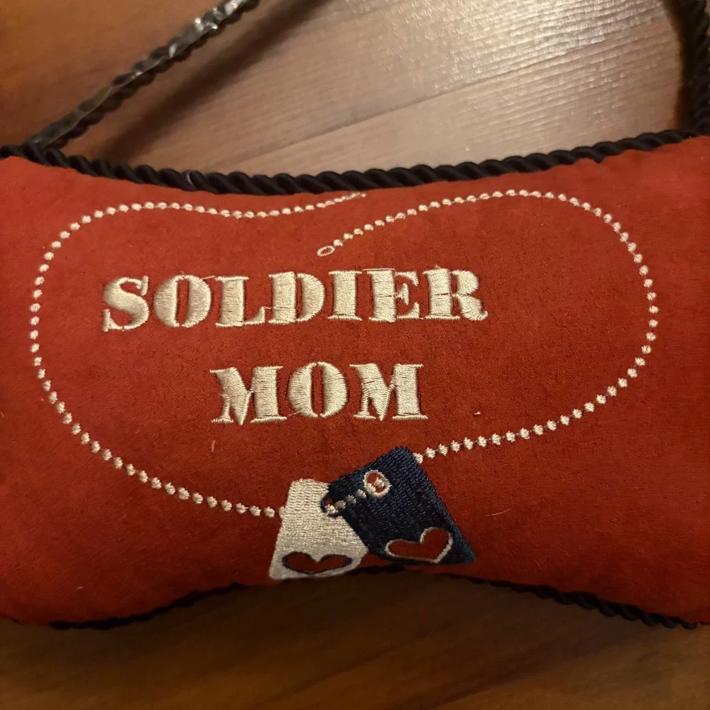 Soldier Mom Decorative Pillow Red‎ Heart Patriotic Military Home Decor Accent